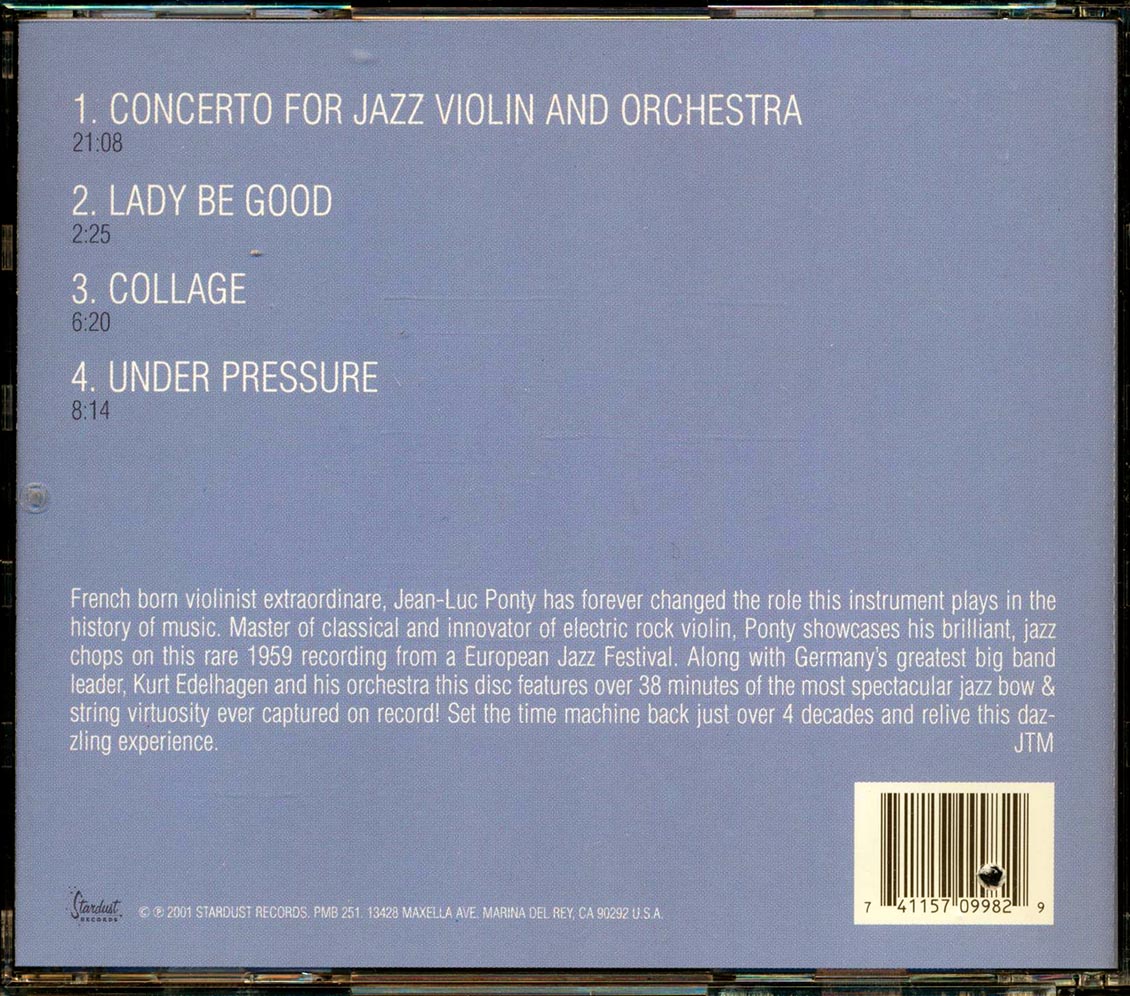 Jean-Luc Ponty - With Kurt Edelhagen & His Orchestra (marked/ltd stock) Music CD