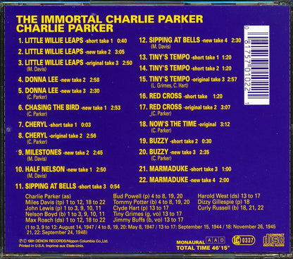 Charlie Parker - The Immortal Charlie Parker Music CD