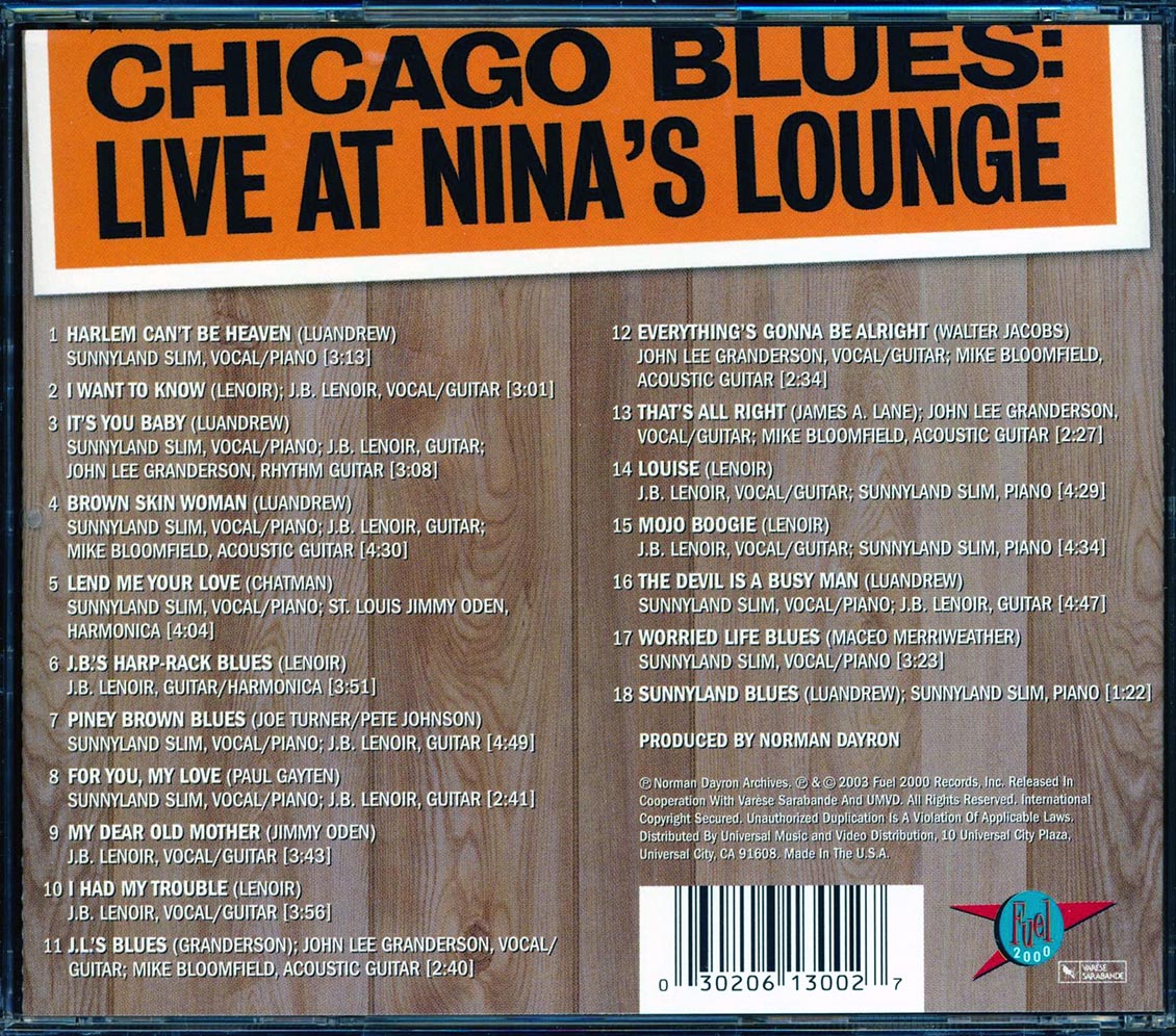 JB Lenoir Sunnyland Slim & Friends Live In '63 remastered Music CD