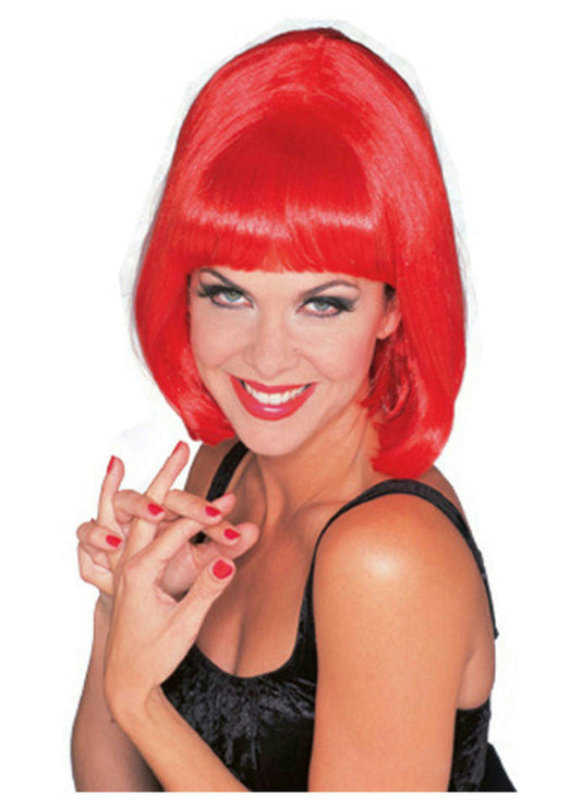Red Shoulder Length Bouffant Style Starlet Fashion Wig with Bangs