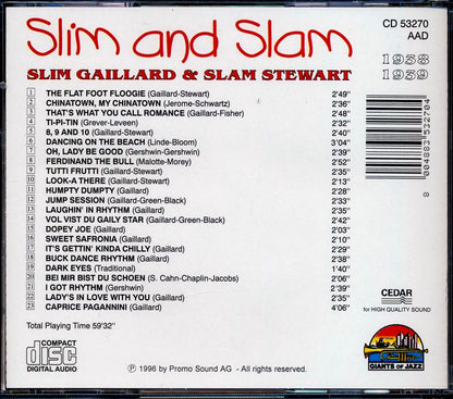 Slim Gaillard, Slam Stewart - Slim And Sam (23 tracks) Music CD