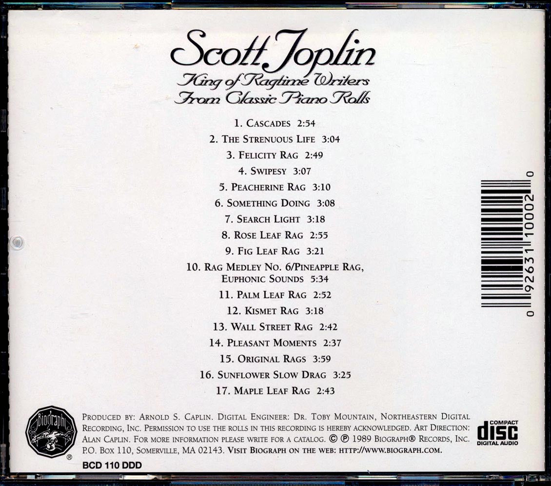 Scott Joplin - King Of Ragtime Writers Music CD