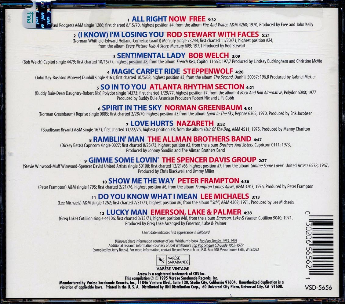 Peter Frampton, Rod Stewart, The Allman Brothers Band, Nazareth, Etc. - All Rock & Roll Classics Volume 2: Arrow 93.7 FM Music CD