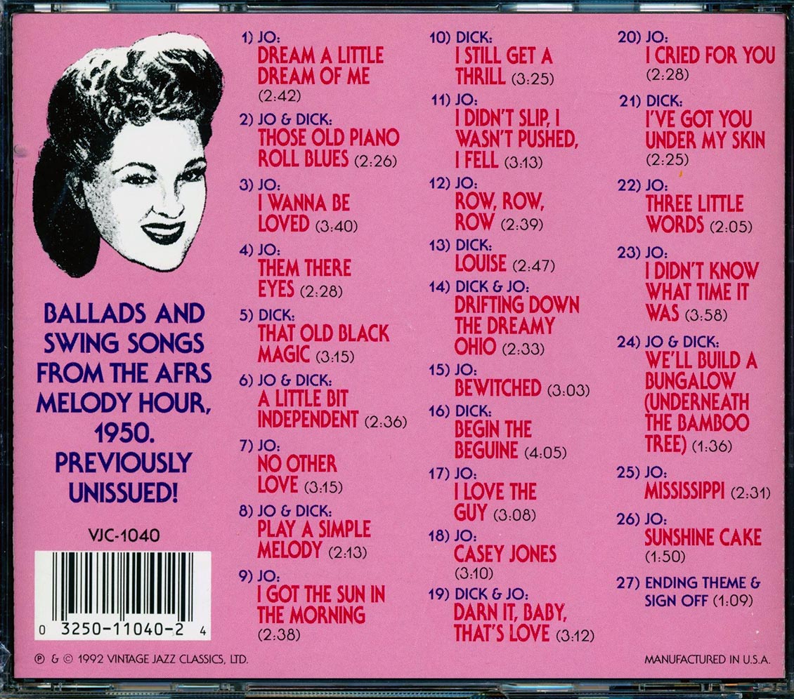 Jo Stafford, Dick Haymes - Drifting And Dreaming With Jo Stafford Music CD