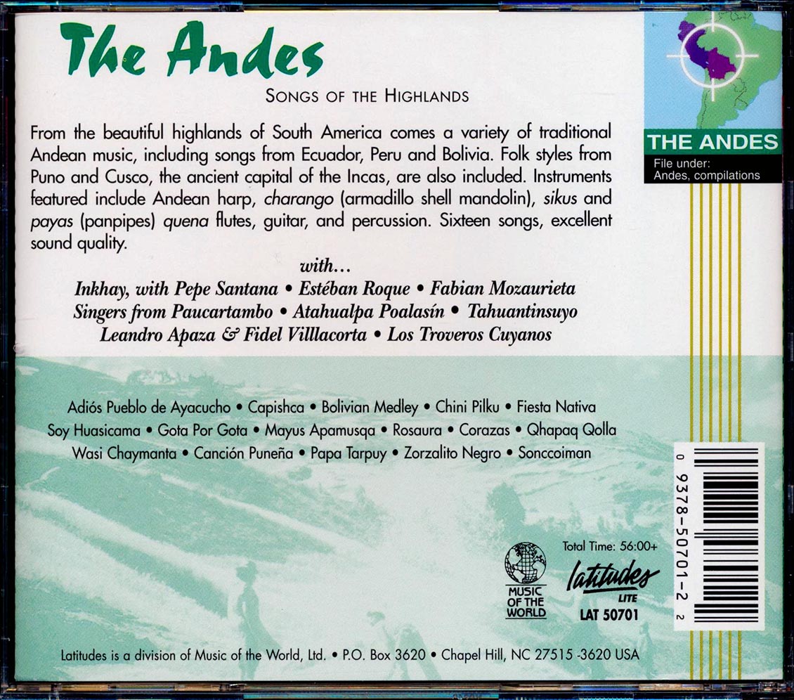 Esteban Roque, Fabian Mozaurieta, Paucartambo, Etc. - The Andes: Songs Of The Highlands Music CD