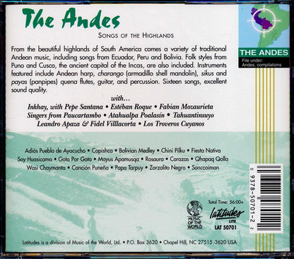 Esteban Roque, Fabian Mozaurieta, Paucartambo, Etc. - The Andes: Songs Of The Highlands Music CD