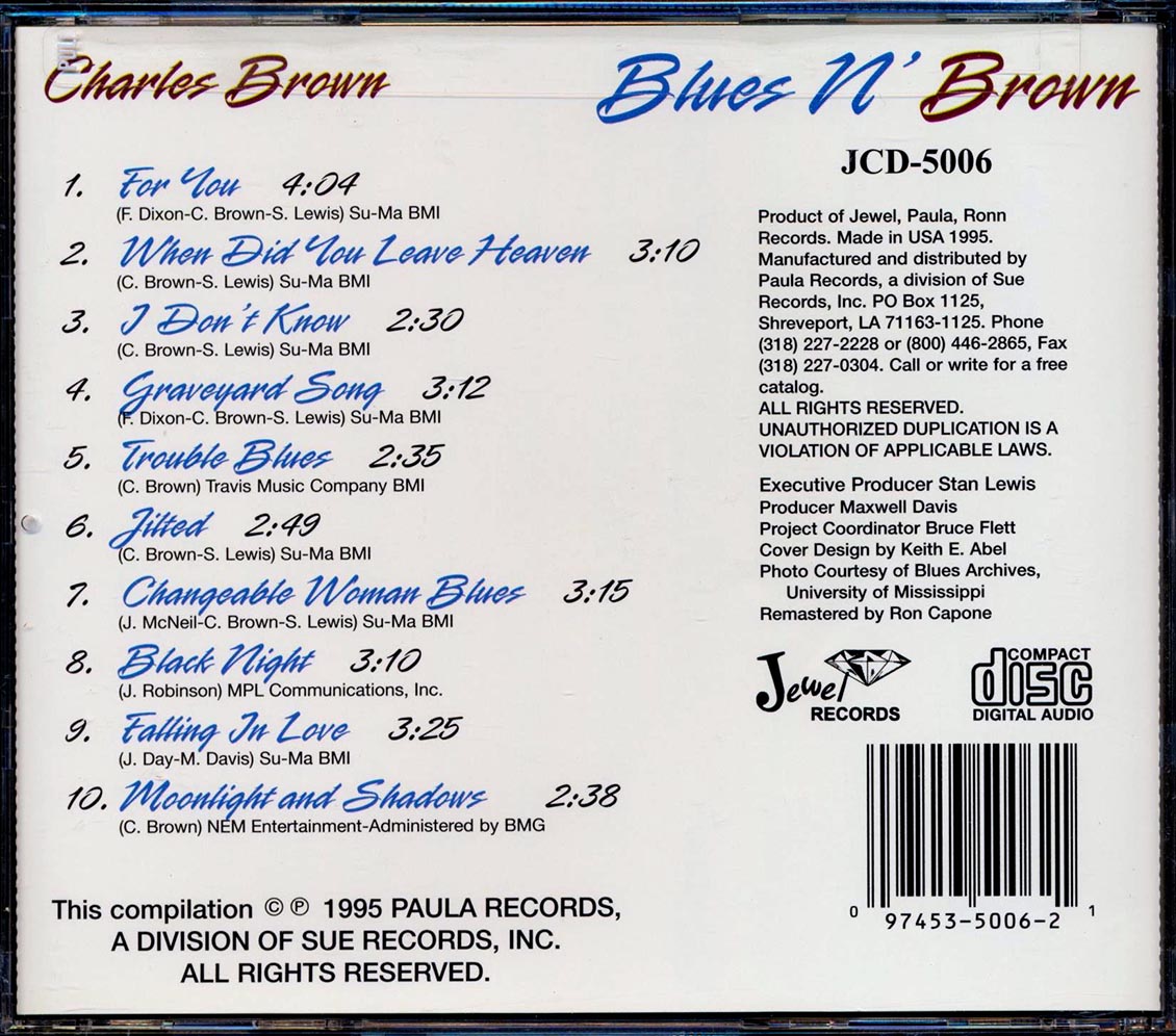 Charles Brown - Blues N' Brown Music CD