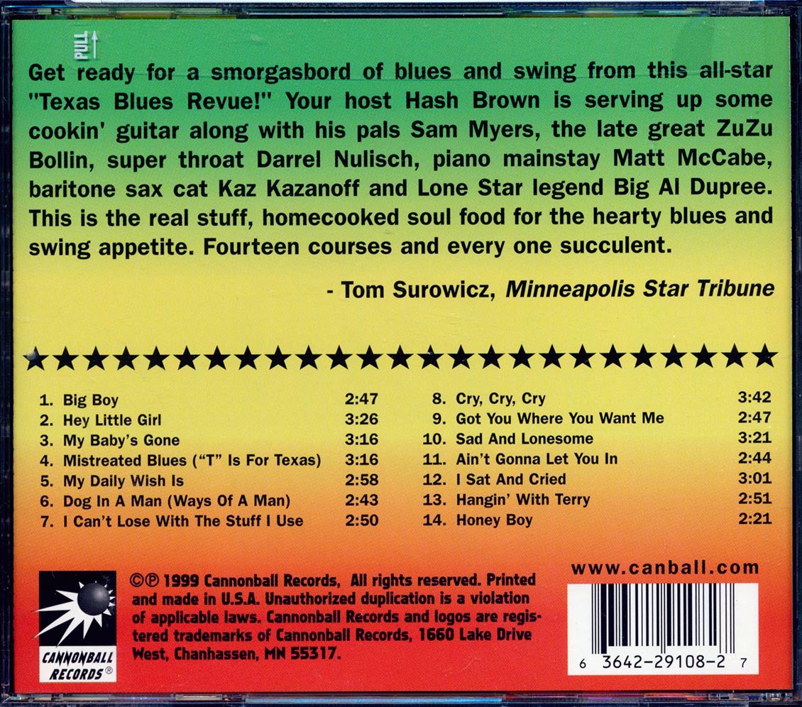 Zuzu Bollin, Darrell Nulisch, Sam Myers - Hash Brown's Texas Blues Revue Music CD