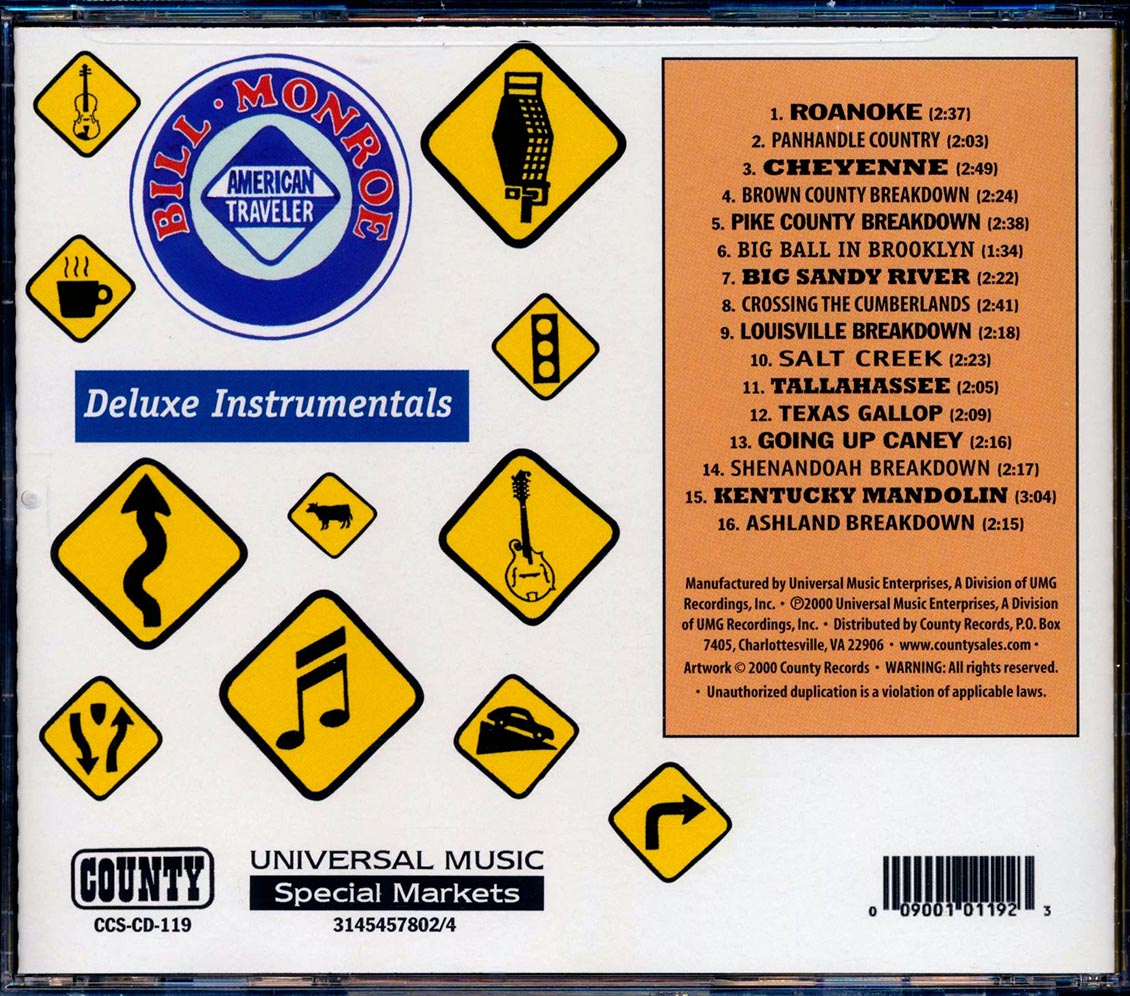 Bill Monroe & His Bluegrass Boys - American Traveler Music CD