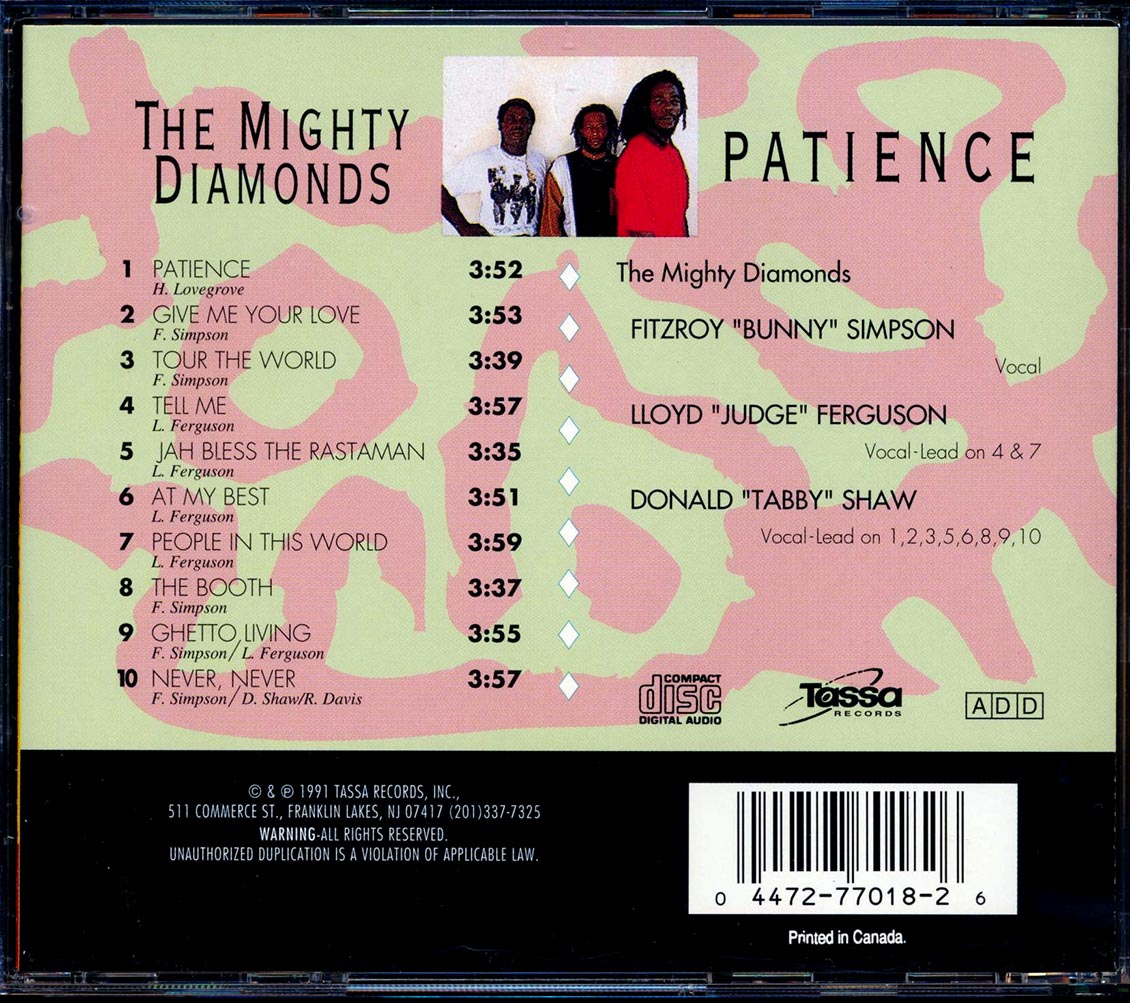 The Mighty Diamonds - Patience Music CD