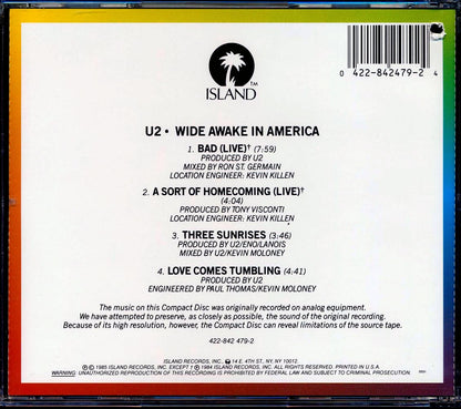 U2 Wide Awake In America marked/ltd stock Music CD
