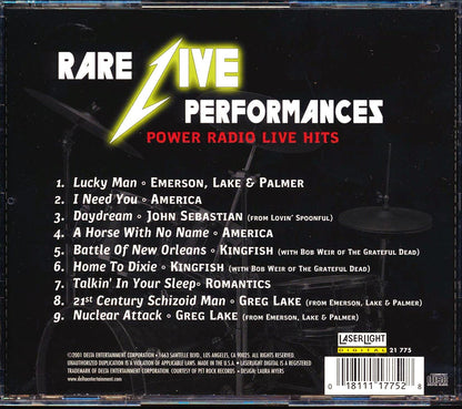 ELP, America, The Romantics, Kingfish, Etc. - Rare Live Performances: Power Radio Live Hits Music CD