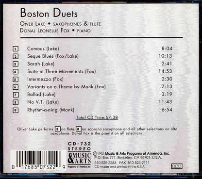Oliver Lake, Donal Leonellis Fox - Boston Duets Music CD