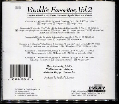 Antonio Vivaldi - Vivaldi's Favorites Volume 2 Music CD