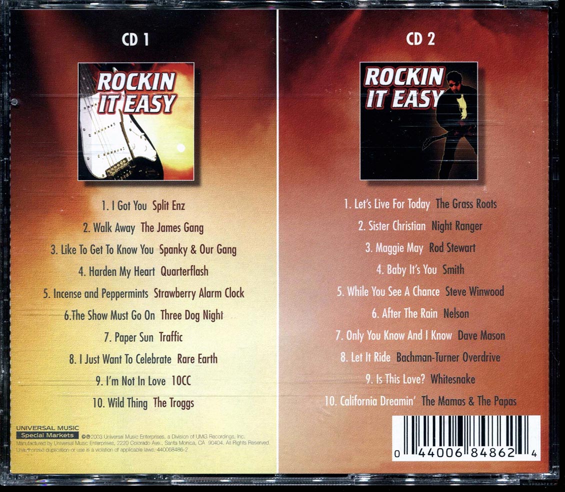 Rod Stewart, Steve Sinwood, Whitesnake, Night Ranger, 10CC, Split Enz, Etc. - Rockin It Easy (20 tracks) (2xCD) Music CD