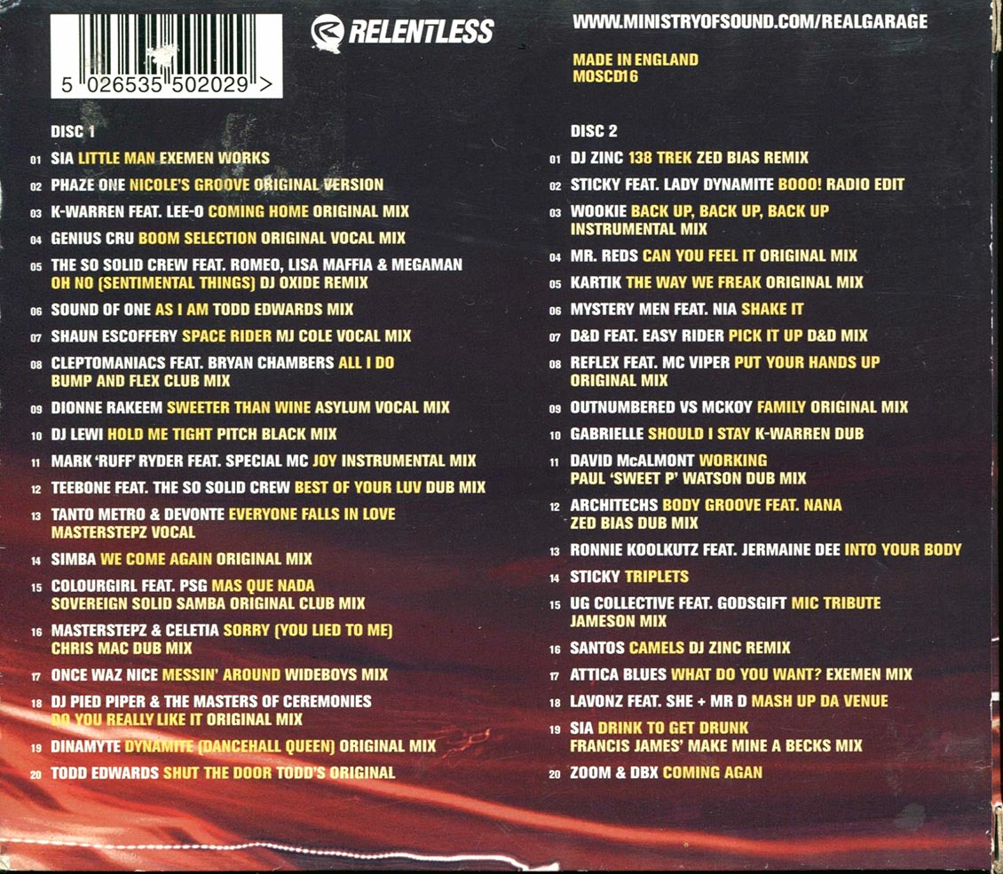 Mr. Reds, So Solid Crew, Genuis Cru, Wookie, Etc. - Real Garage Mixed Live By Masterstepz (40 tracks) (2xCD) (incl. large booklet) Music CD