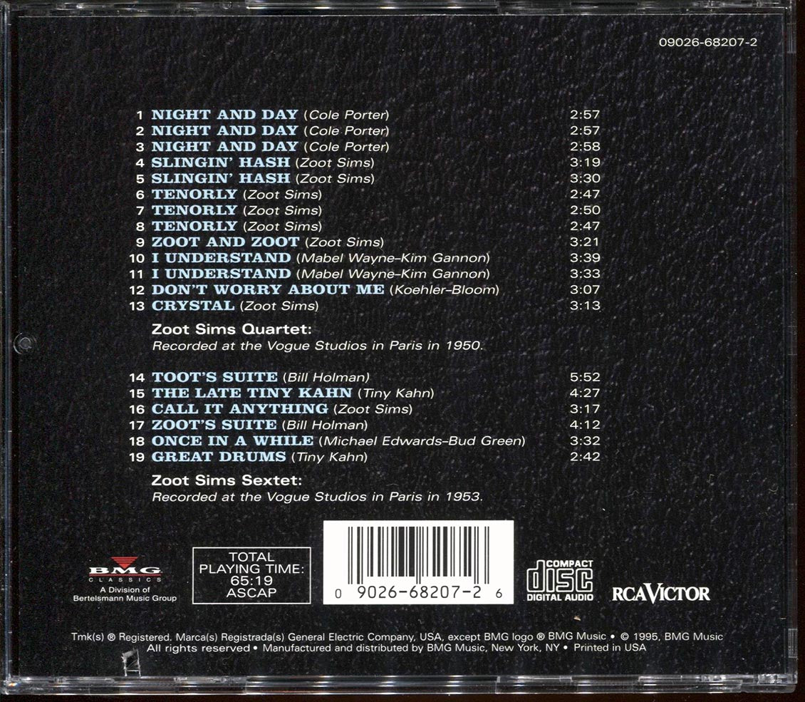 Zoot Sims - Zoot Sims In Paris (Disques Vogue) Music CD