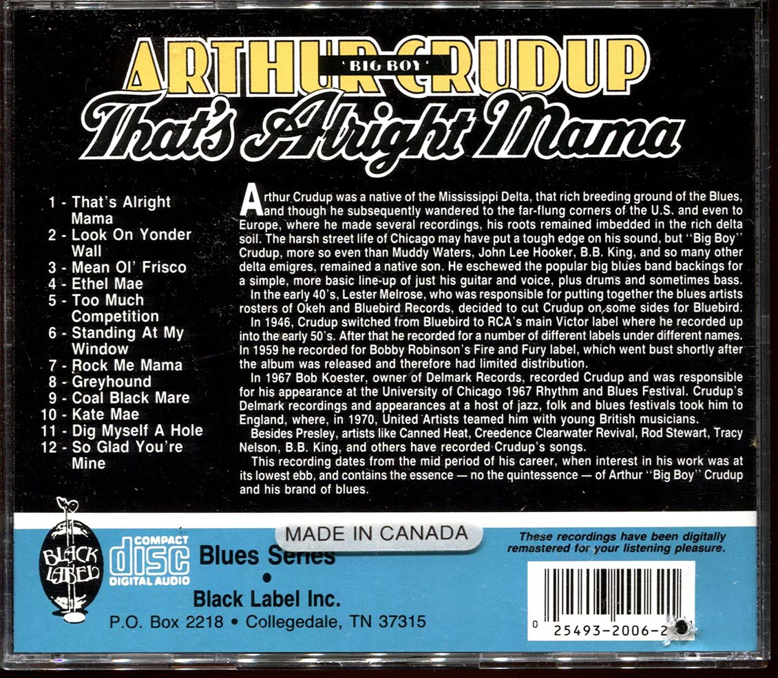 Arthur Big Boy Crudup - That's Alright Mama (marked/ltd stock) Music CD