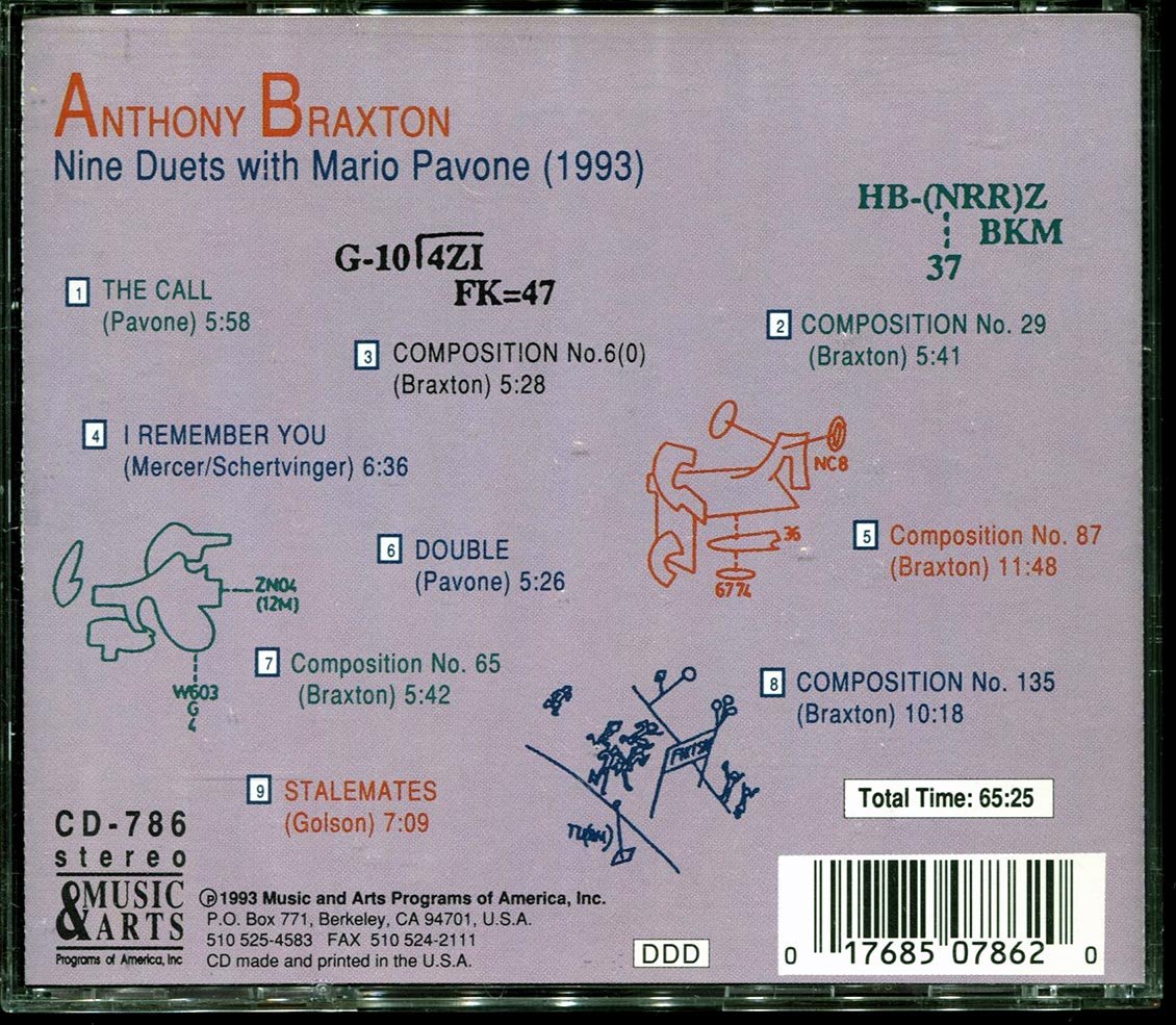 Anthony Braxton, Mario Pavone - Nine Duets With Mario Pavone Music CD