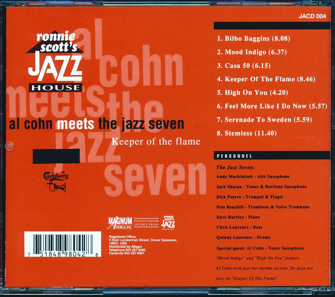 Al Cohn, The Jazz Seven - Al Cohn Meets The Jazz Seven: Keeper Of The Flame Music CD
