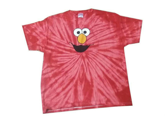 Red Elmo Face Tie Dye Tee Short Sleeve Shirt Small Unisex Adult