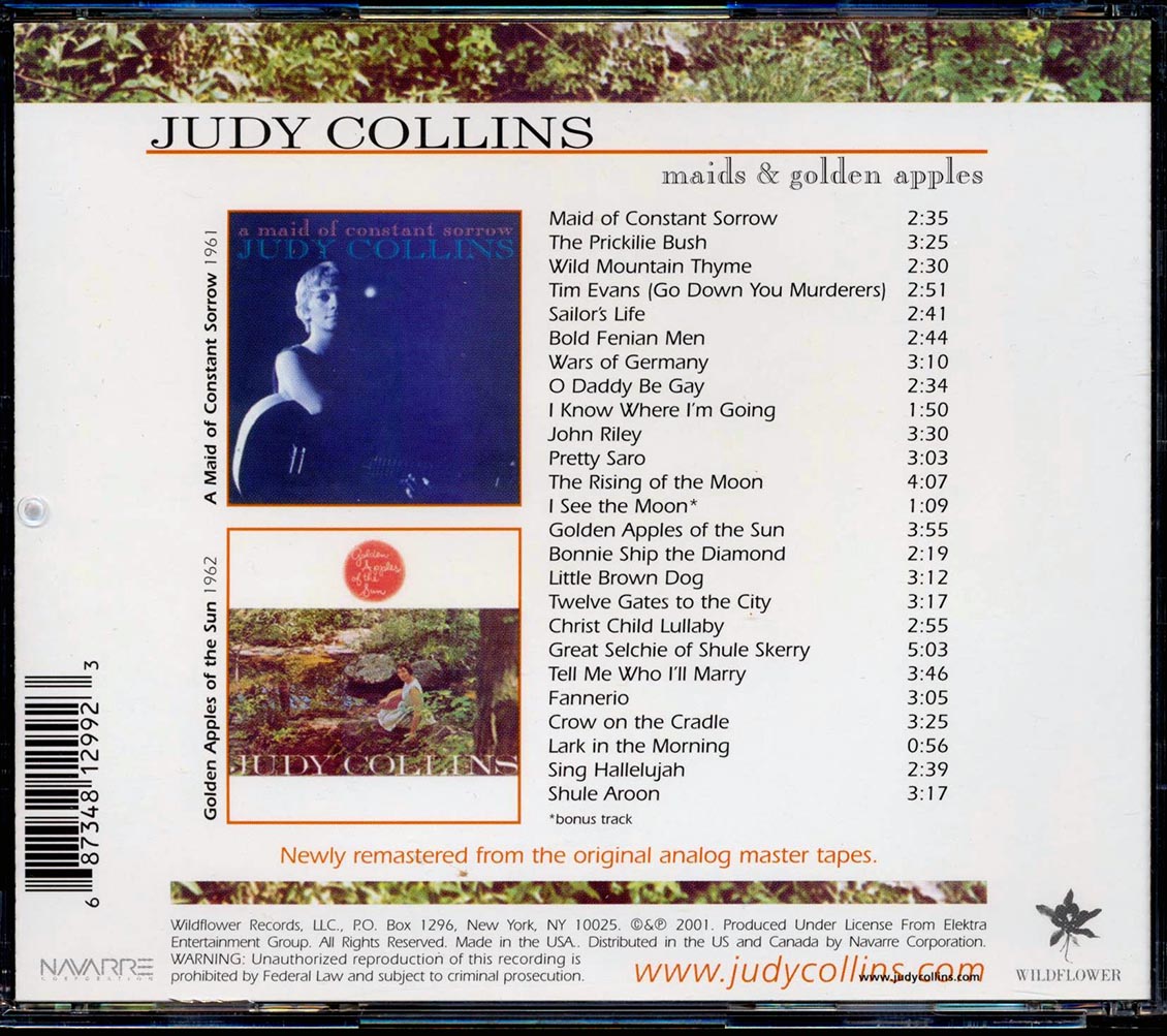 Judy Collins - Maids + Golden Apples: Judy Collins' First Two Albums (2 albums on 1 CD) (remastered) Music CD