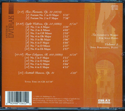 Dvorak, Inna Poroshina - The Complete Works For Solo Piano Volume 2 (2xCD) Music CD