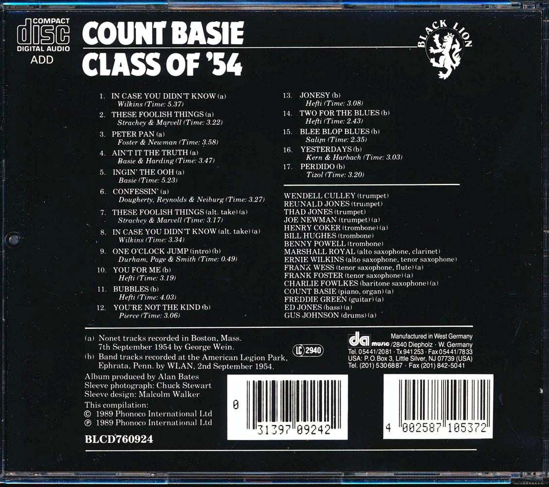 Count Basie - Class Of '54 Music CD