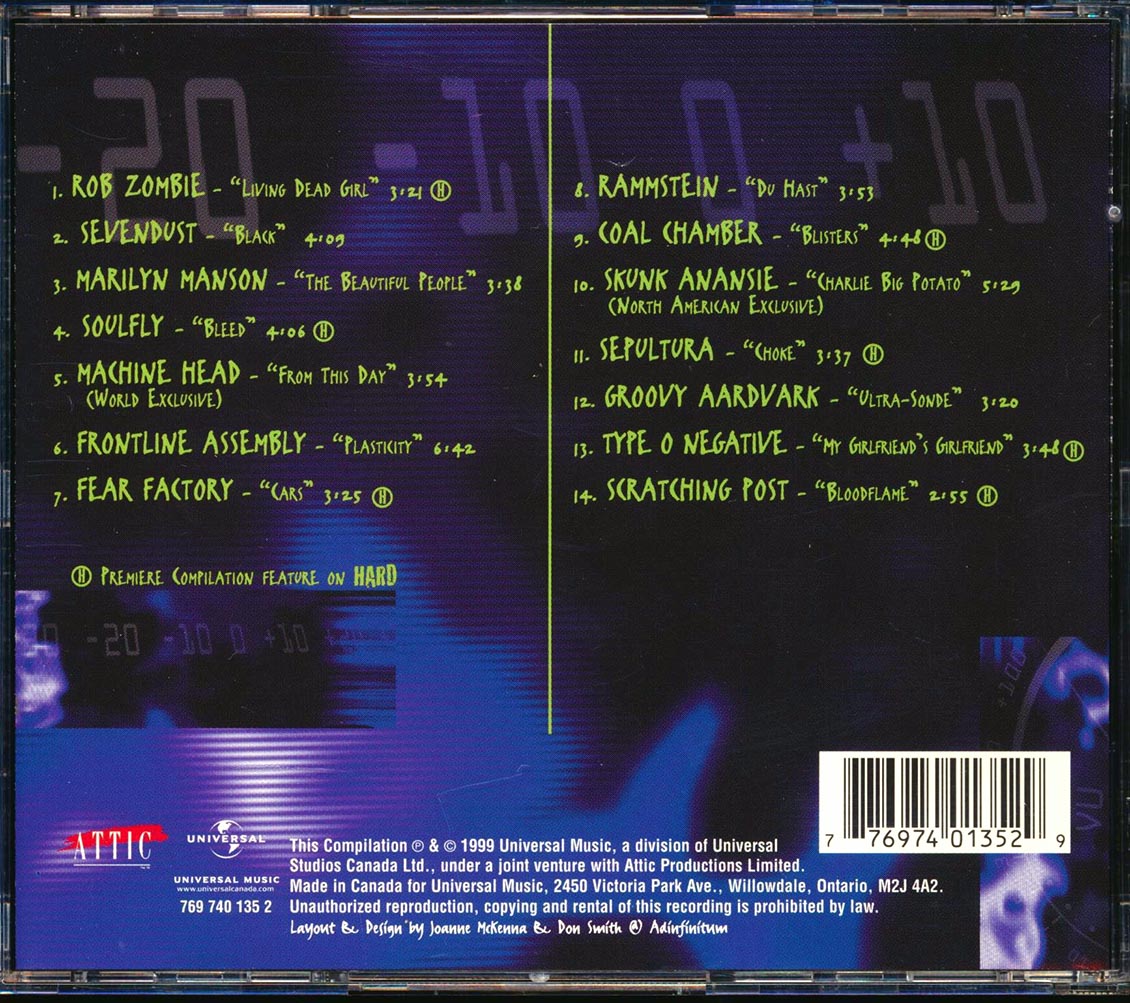 Rob Zombie, Rammstein, Machine Head, Frontline Assembly - Hard Music CD