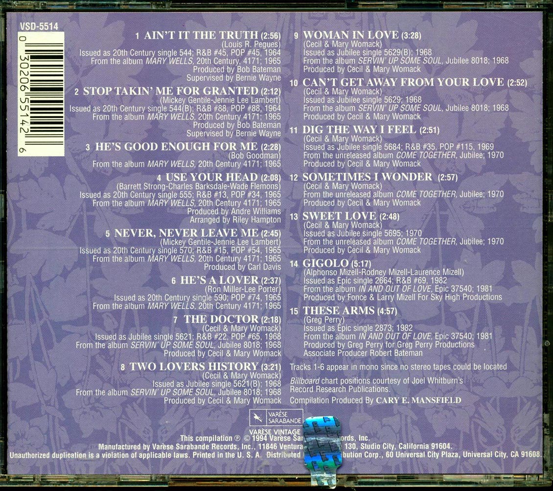 Mary Wells - Ain't It The Truth: The Best Of Mary Wells 1964-1982 Music CD
