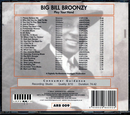 Big Bill Broonzy - Play Your Hand (25 tracks) Music CD