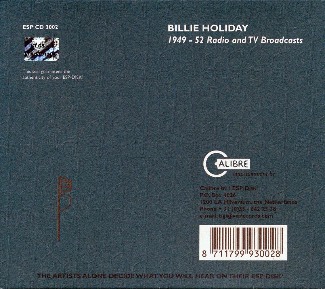 Billie Holiday - 1949-52 Radio And TV Broadcasts Music CD
