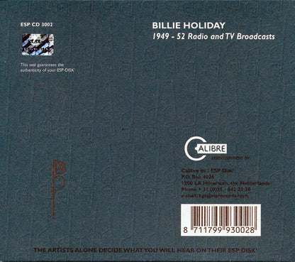 Billie Holiday - 1949-52 Radio And TV Broadcasts Music CD