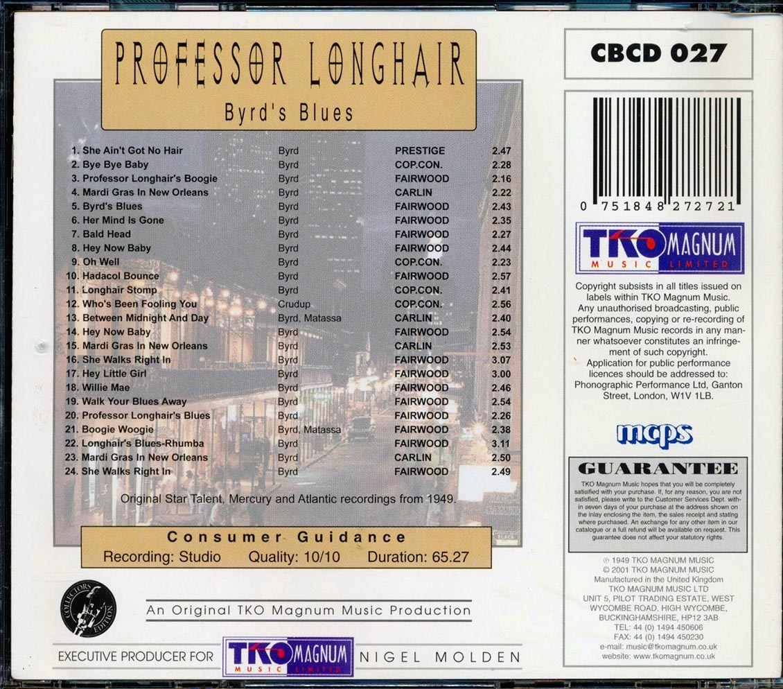 Professor Longhair - Byrd's Blues Music CD