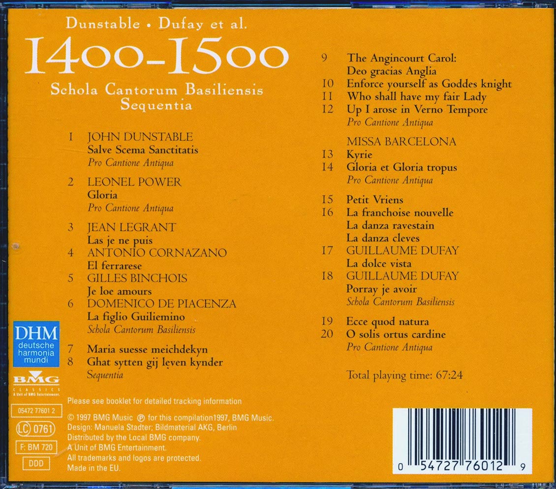 Dunstable, Dufay Et Al - Century Classic II: 1400-1500, Schola Cantorum Basiliensis Sequentia (20 tracks) Music CD