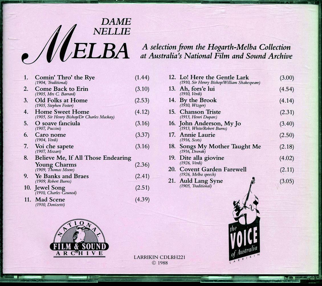 Nellie Melba - Dame Nellie Melba Music CD