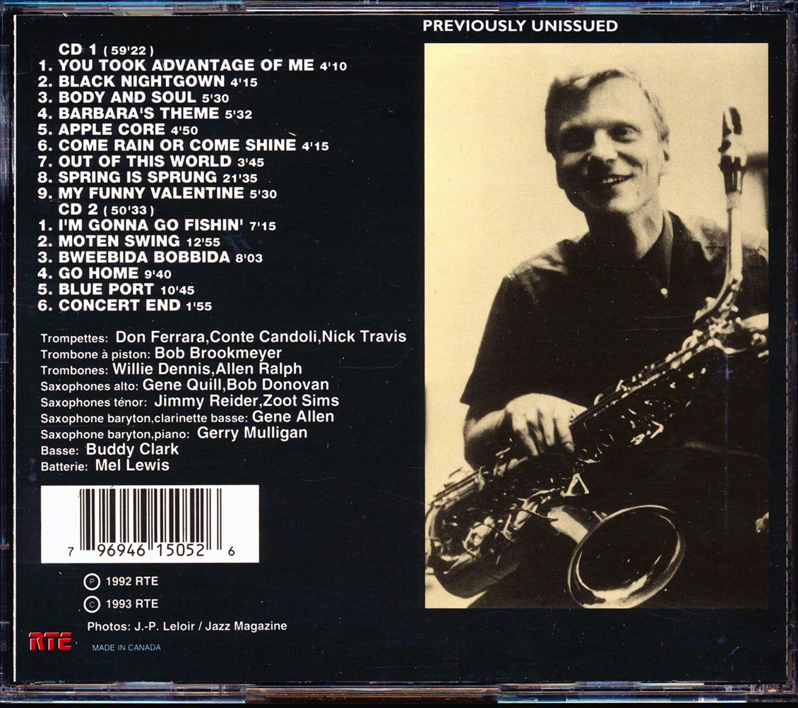 Gerry Mulligan & The Concert Jazz Band Featuring Zoot Sims - En Concert Avec Europe1: Olympia 19 Novembre 1960 (2xCD) Music CD