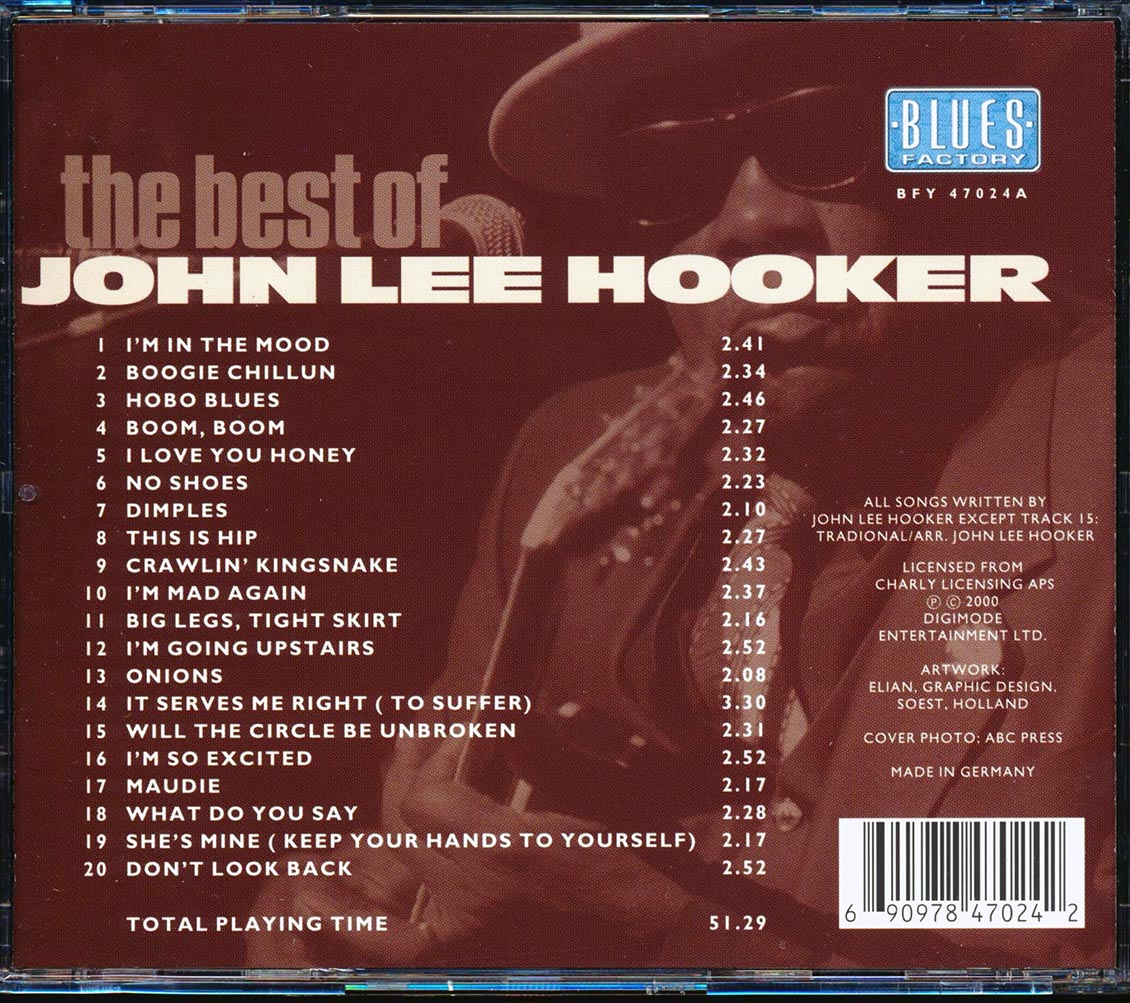 John Lee Hooker - The Best Of John Lee Hooker (20 tracks) Music CD