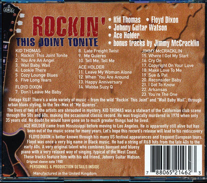 Kid Thomas, Floyd Dixon, Johnny Guitar Watson, Ace Holder, Jimmy McCracklin - Rockin' This Joint Tonite Music CD