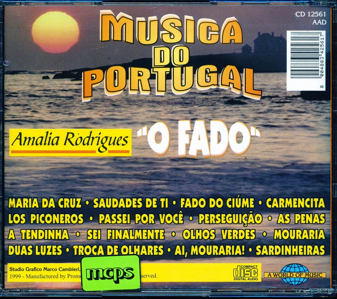 Amalia Rodrigues - O Fado: Musica Do Portgugal Music CD