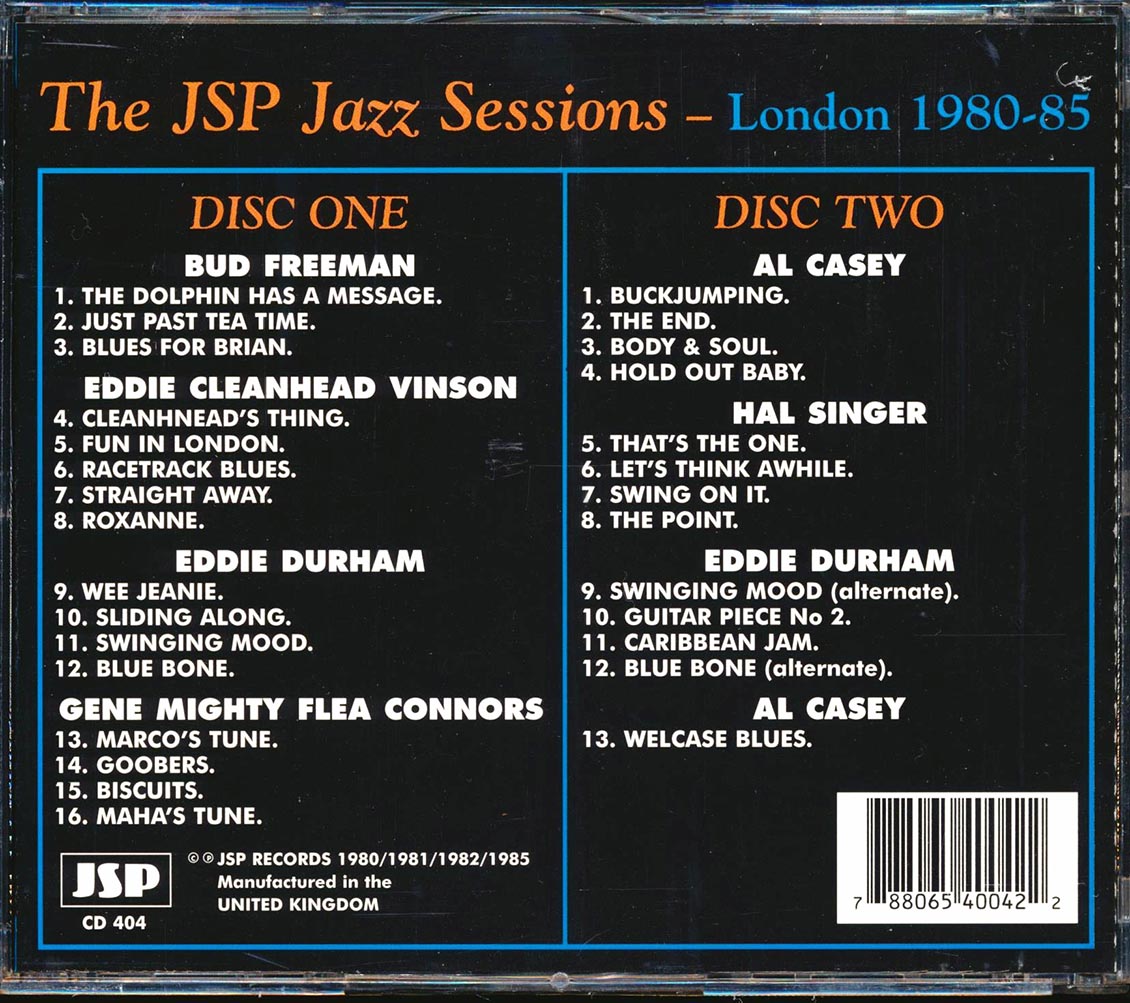 Bud Freeman, Eddie Cleanhead Vinson, Eddie Durham, Etc. - The JSP Jazz Sessions Volume 2: London 1980-85 (29 tracks) (2xCD) Music CD