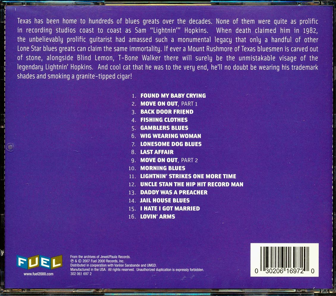 Lightnin' Hopkins - Blue Lightnin' (marked/ltd stock) (remastered) Music CD