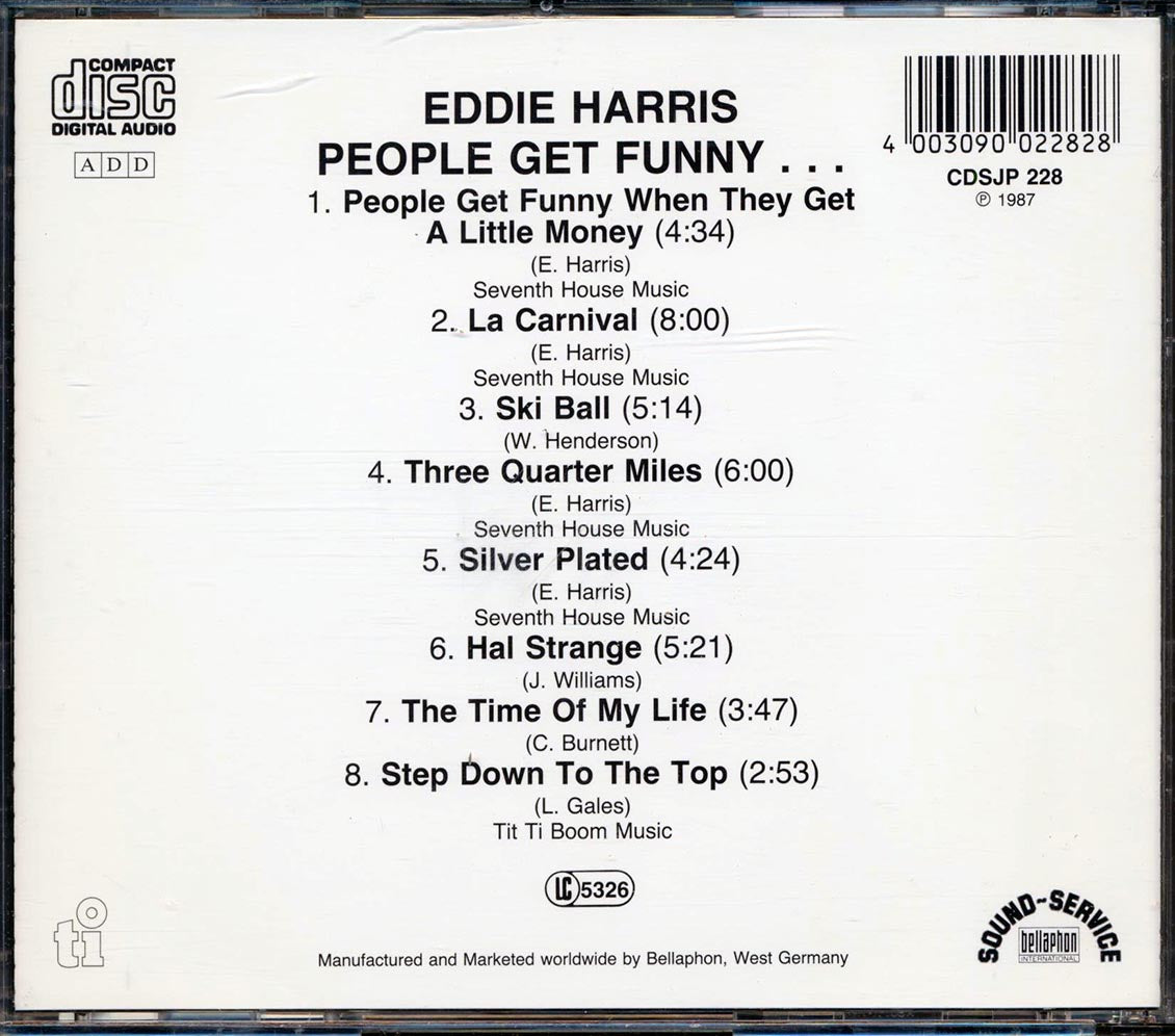 Eddie Harris - People Get Funny Music CD