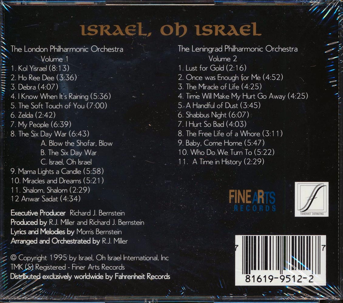London Philharmonic Orchestra, Leningrad Philharmonic Orchestra, RJ Miller - Israel, Oh Israel Volume 1 & 2 (23 tracks) (2xCD) Music CD