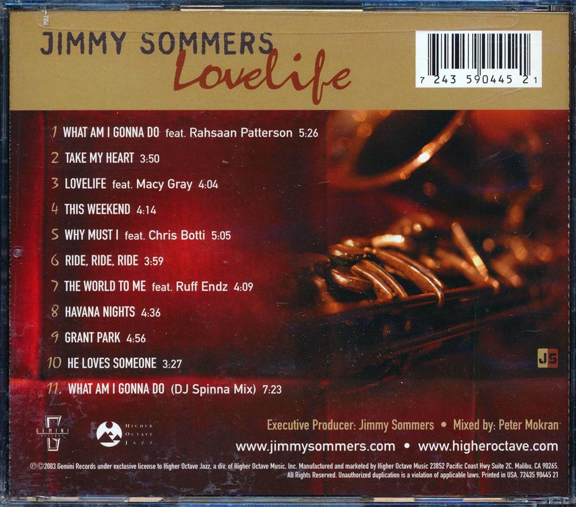 Jimmy Sommers - Lovelife Music CD