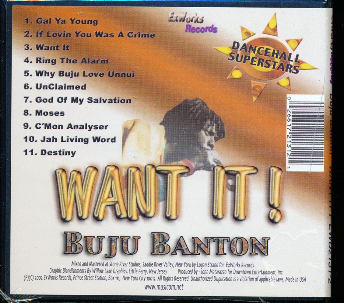 Buju Banton - Want It Music CD