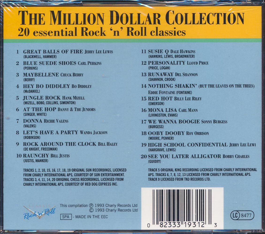 Jerry Lee Lewis, Chuck Berry, Danny & The Juniors, Roy Orbison, Etc. - The Million Dollar Collection: 20 Essential Rock 'N' Roll Classics (20 tracks) Music CD