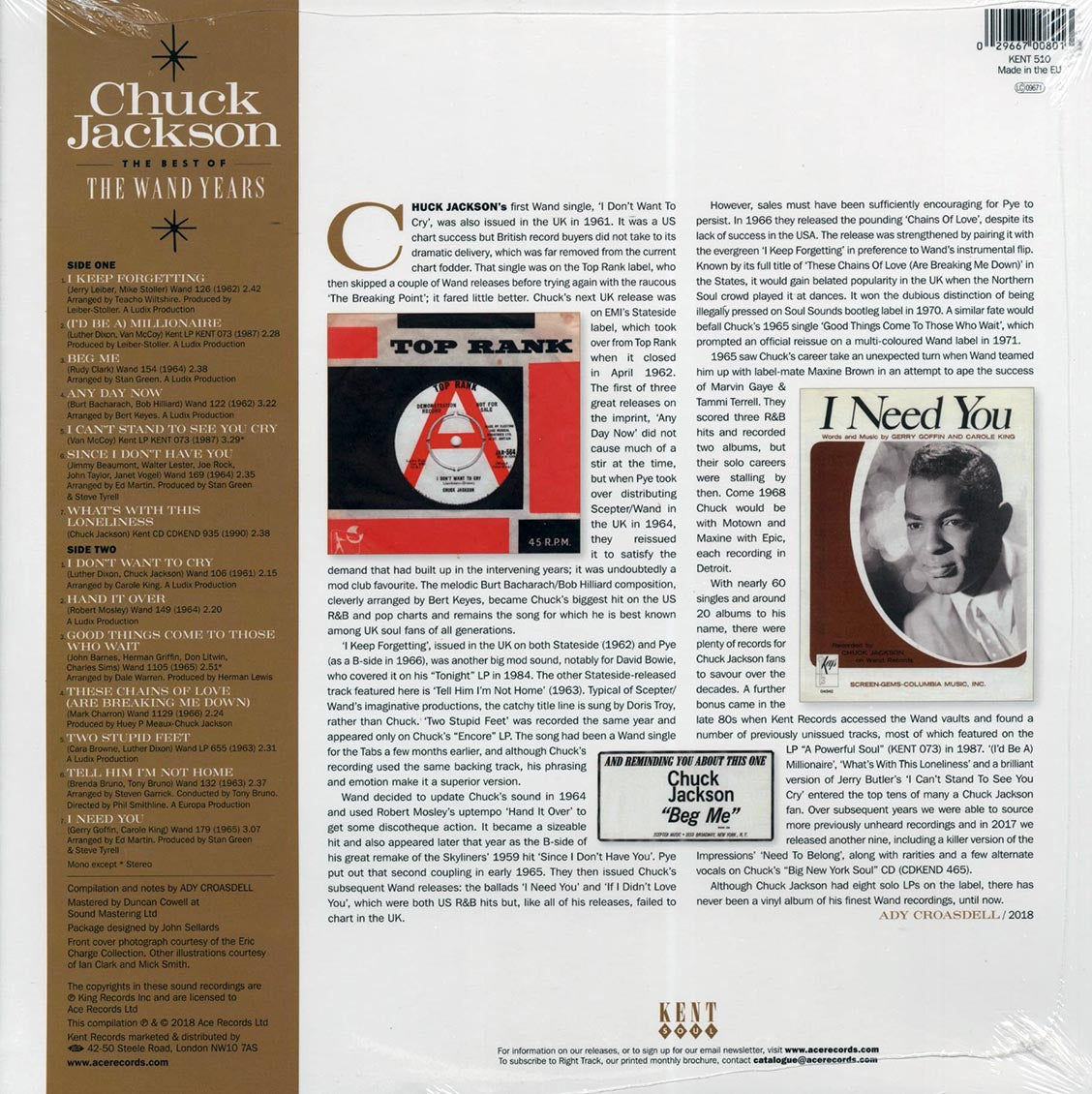 Chuck Jackson - The Best Of The Wand Years Vinyl Record