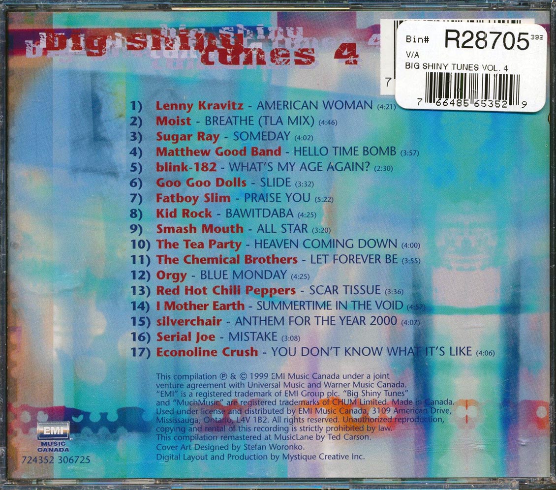 Sugar Roy, Lenny Kravitz, Fatboy Slim, Goo Goo Dolls, Red Hot Chili Peppers, Etc. - Big Shiny Tune 4 Music CD