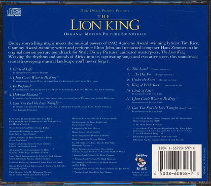 Elton John Tim Rice Hans Zimmer The Lion King Original Motion Picture Soundtrack Music CD
